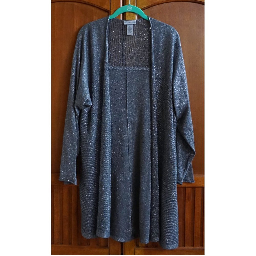 Catherines Silver/Gray Sparkle Long Cardigan